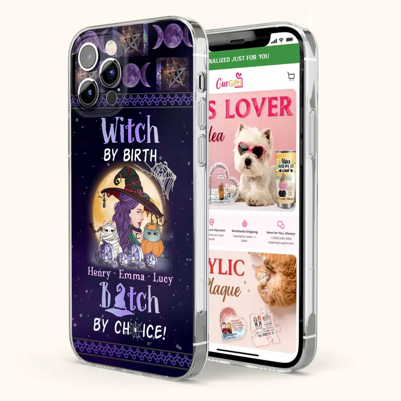 Personalized Witch Mom Phone Case - Gift Idea For Halloween/Witch/Pet Lovers - Witch By Birth Bitch By Choice - Case For iPhone/Samsung