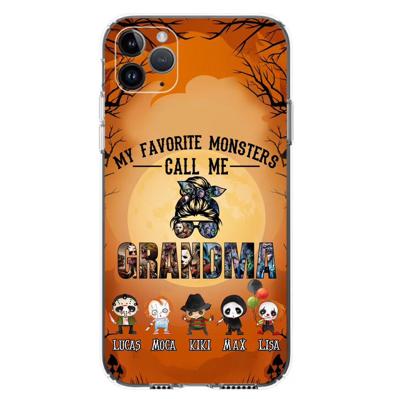 Personalized Halloween Phone Case - Halloween Gift Idea for Halloween - Upto 5 Characters - My Favorite Monsters Call Me Grandma - Case For iPhone/Samsung