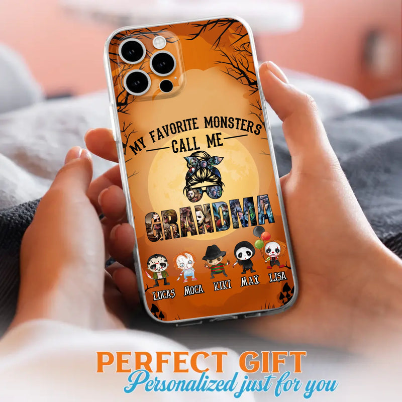 Personalized Halloween Phone Case - Halloween Gift Idea for Halloween - Upto 5 Characters - My Favorite Monsters Call Me Grandma - Case For iPhone/Samsung