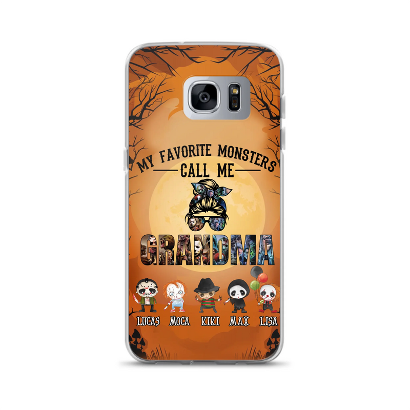 Personalized Halloween Phone Case - Halloween Gift Idea for Halloween - Upto 5 Characters - My Favorite Monsters Call Me Grandma - Case For iPhone/Samsung