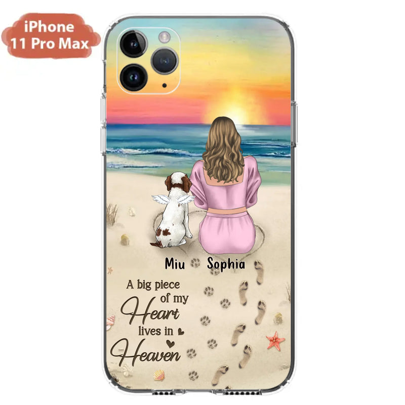 Custom Personalized Memorial Dog Mom Phone Case - Upto 3 Dogs - Memorial Gift Idea for Dog Owners - A Big Piece Of My Heart Lives In Heaven - Case for iPhone/Samsung