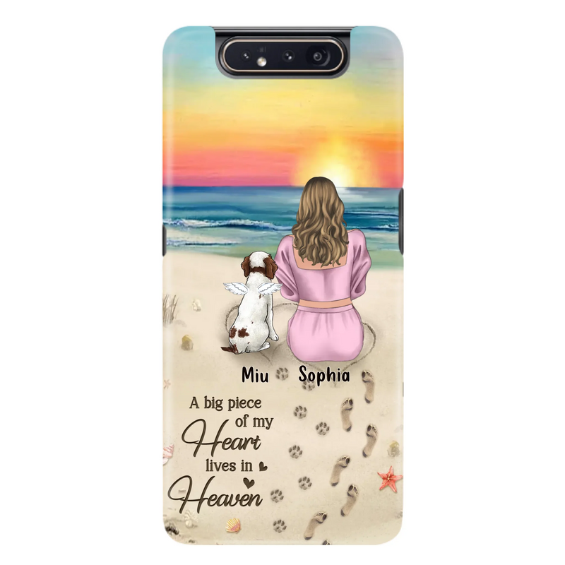 Custom Personalized Memorial Dog Mom Phone Case - Upto 3 Dogs - Memorial Gift Idea for Dog Owners - A Big Piece Of My Heart Lives In Heaven - Case for iPhone/Samsung