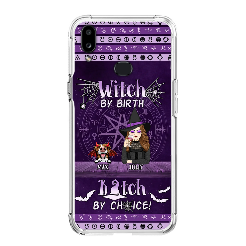 Custom Personalized Witch Phone Case - Halloween Gift Idea for Witch Lovers/Pet Lovers - Upto 3 Dogs/Cats - Witch By Birth - Case For iPhone/Samsung