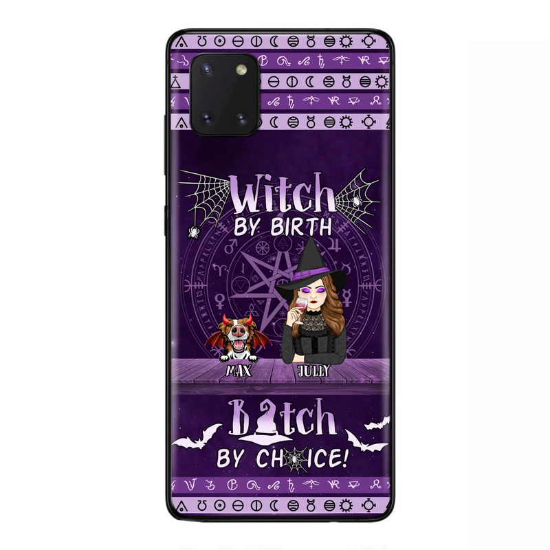 Custom Personalized Witch Phone Case - Halloween Gift Idea for Witch Lovers/Pet Lovers - Upto 3 Dogs/Cats - Witch By Birth - Case For iPhone/Samsung