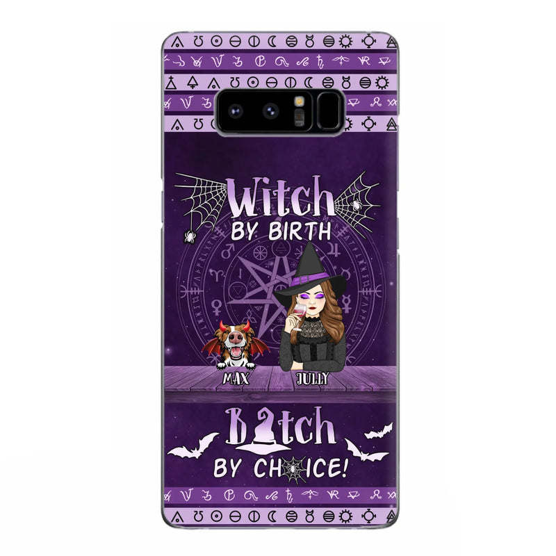 Custom Personalized Witch Phone Case - Halloween Gift Idea for Witch Lovers/Pet Lovers - Upto 3 Dogs/Cats - Witch By Birth - Case For iPhone/Samsung