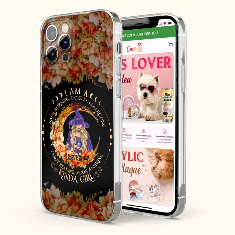 Personalized Witch Phone Case - Gift Idea For Halloween - I Am A Sage Burning, Crystal Collecting, Tarot Reading, Moon Admiring Kinda Girl - Cases For iPhone/Samsung