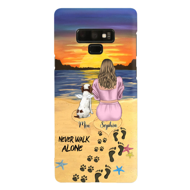 Custom Personalized Memorial Dog Mom Phone Case - Upto 3 Dogs - Memorial Gift Idea for Dog Owners - Never Walk Alone - Case for iPhone/Samsung