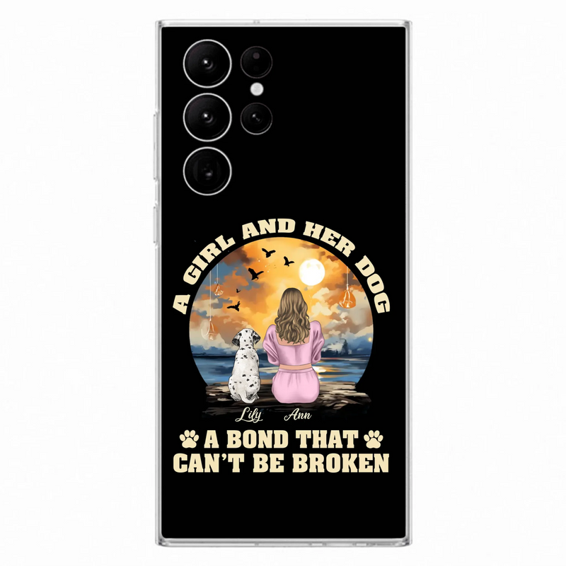 Custom Personalized Dog Mom Phone Case - Upto 4 Dogs - Gift Idea for Dog Owners - Case For iPhone/ Samsung - A Girl And Her Dog A Bond That Can't Be Broken