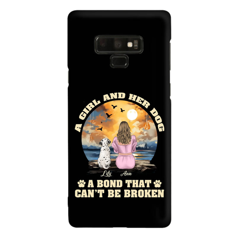 Custom Personalized Dog Mom Phone Case - Upto 4 Dogs - Gift Idea for Dog Owners - Case For iPhone/ Samsung - A Girl And Her Dog A Bond That Can't Be Broken