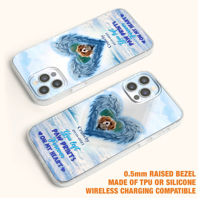 Custom Personalized Memorial Photo Phone Case - Memorial Gift Idea for Pet Owners - You Left Paw Prints Forever On My Heart - Case for iPhone/Samsung