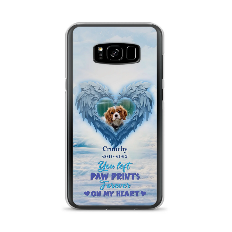 Custom Personalized Memorial Photo Phone Case - Memorial Gift Idea for Pet Owners - You Left Paw Prints Forever On My Heart - Case for iPhone/Samsung