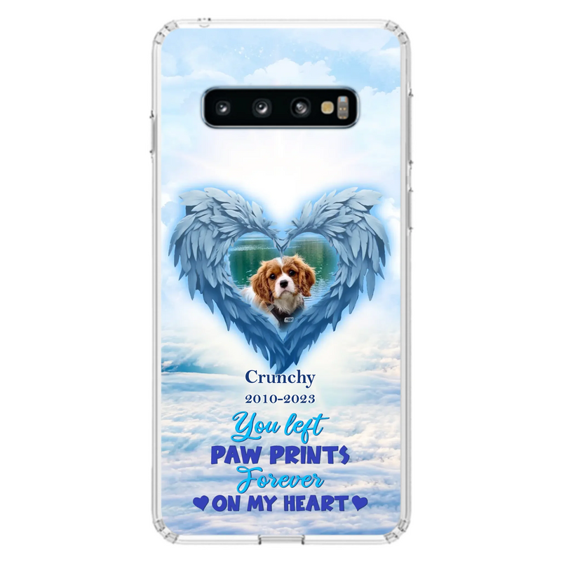 Custom Personalized Memorial Photo Phone Case - Memorial Gift Idea for Pet Owners - You Left Paw Prints Forever On My Heart - Case for iPhone/Samsung