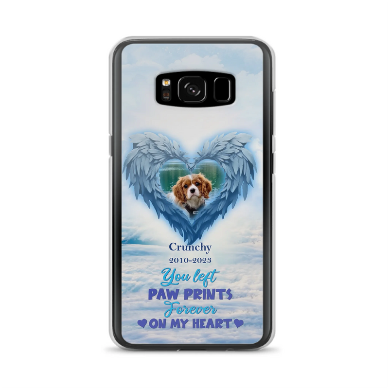 Custom Personalized Memorial Photo Phone Case - Memorial Gift Idea for Pet Owners - You Left Paw Prints Forever On My Heart - Case for iPhone/Samsung