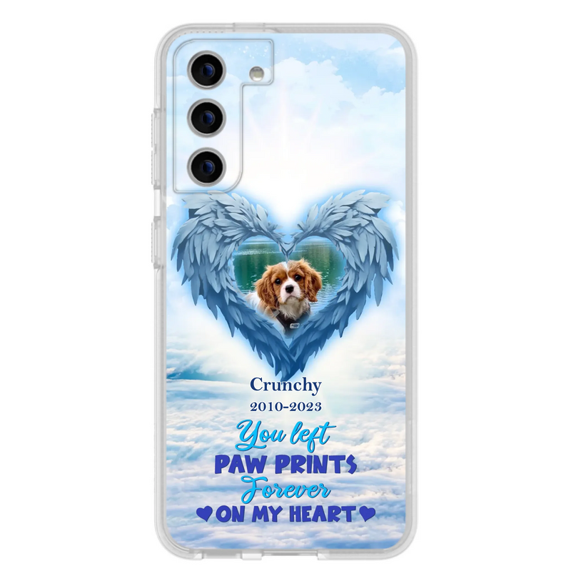 Custom Personalized Memorial Photo Phone Case - Memorial Gift Idea for Pet Owners - You Left Paw Prints Forever On My Heart - Case for iPhone/Samsung
