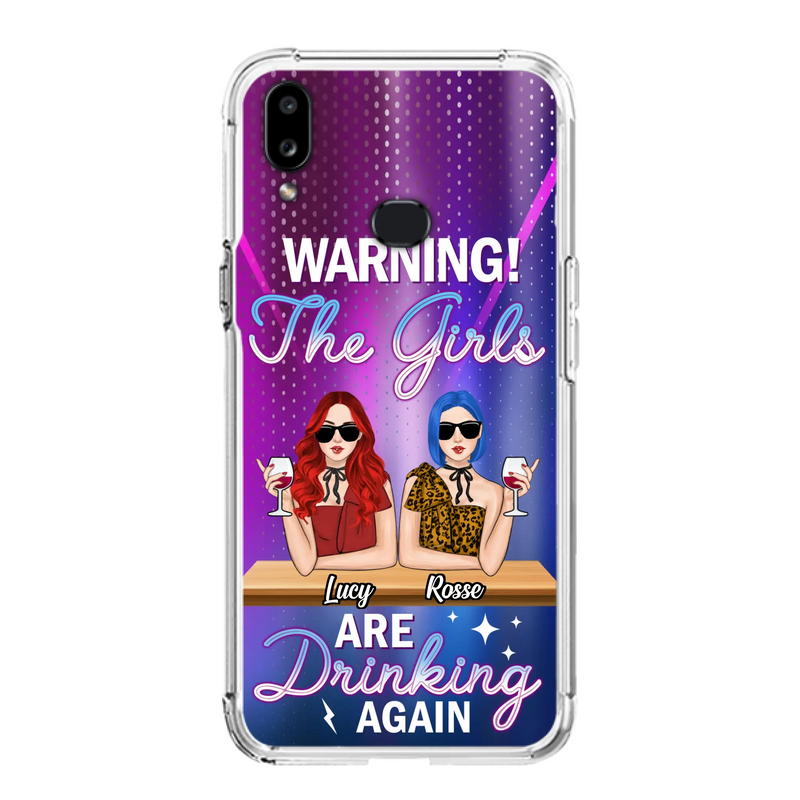Personalized Besties Phone Case - Gift Idea For Friends/Besties - Upto 4 Girls - Warning The Girls Are Drinking Again - Case For iPhone/Samsung