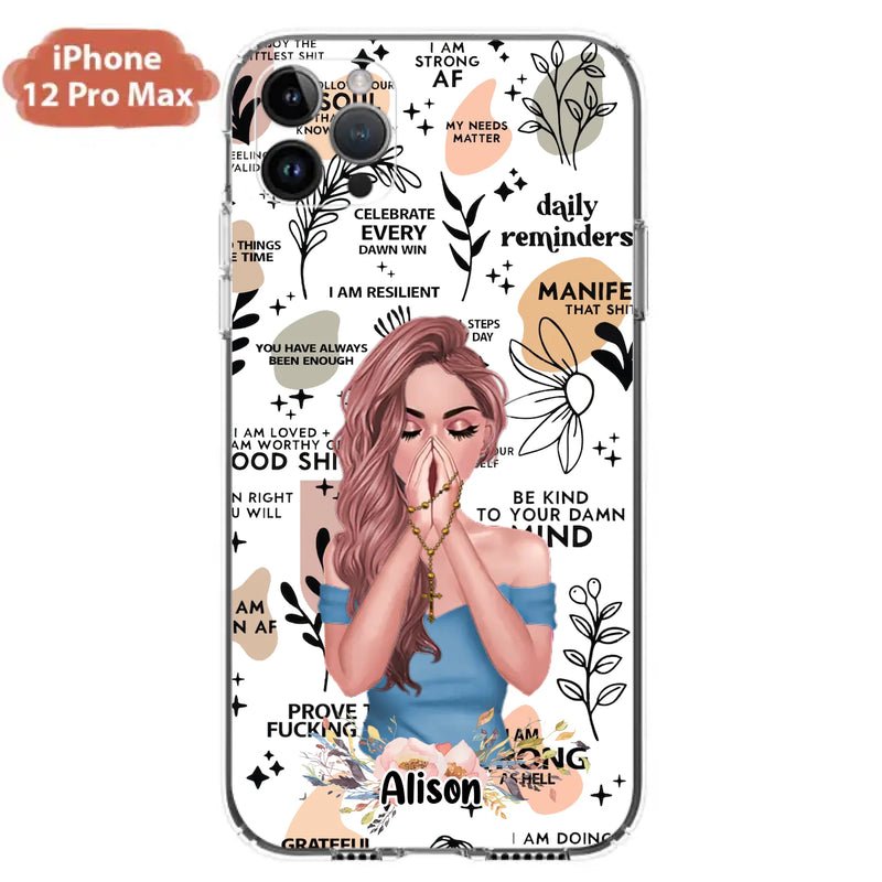 Custom Personalized Praying Girl Phone Case - Gift Idea for Girls/Friends - Case for iPhone/Samsung