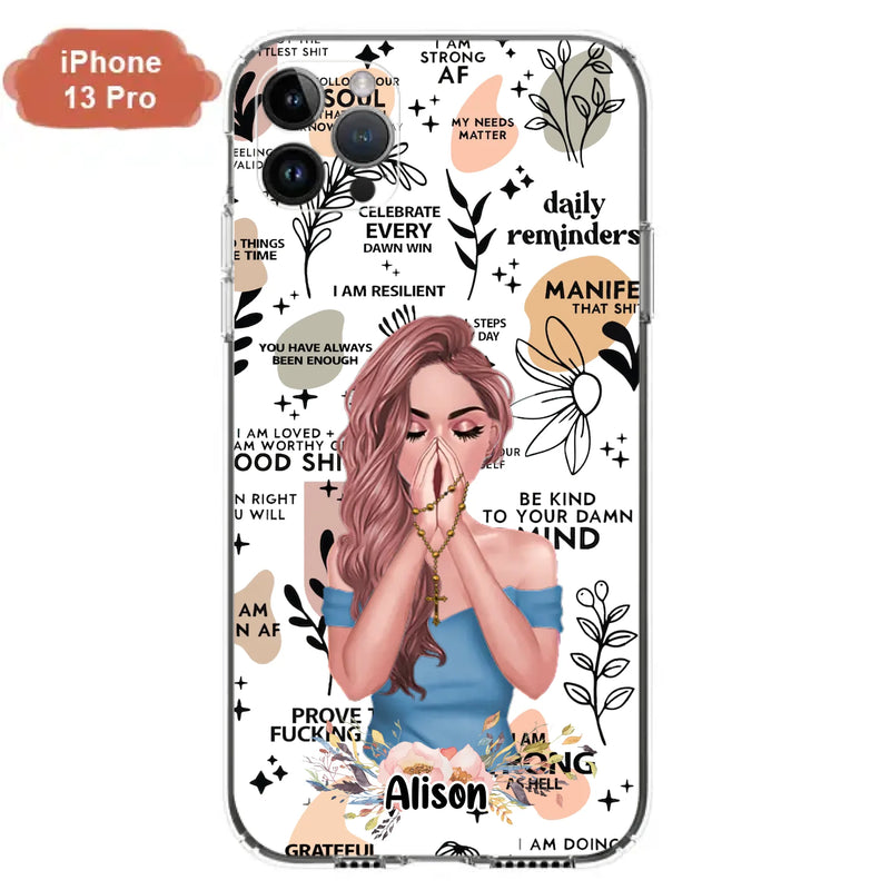 Custom Personalized Praying Girl Phone Case - Gift Idea for Girls/Friends - Case for iPhone/Samsung