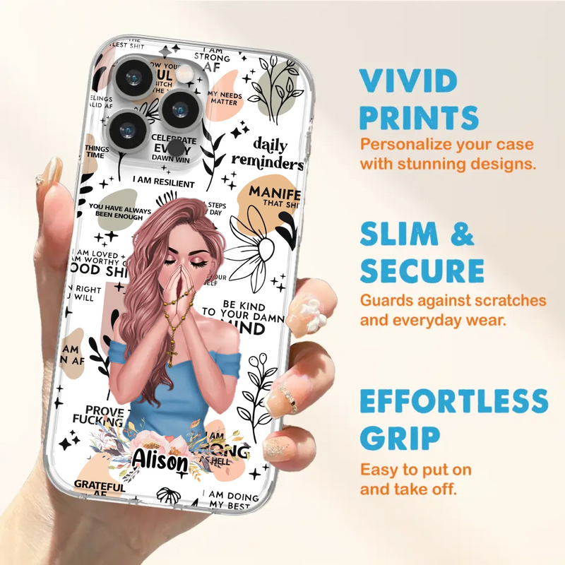 Custom Personalized Praying Girl Phone Case - Gift Idea for Girls/Friends - Case for iPhone/Samsung