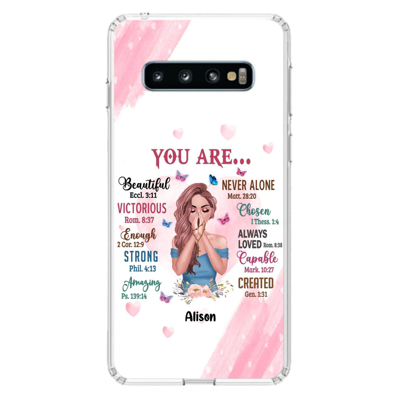 Custom Personalized Praying Girl Phone Case - Gift Idea for Girls/Friends - You Are Beautiful - Case for iPhone/Samsung