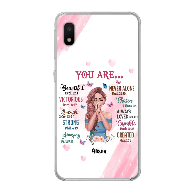 Custom Personalized Praying Girl Phone Case - Gift Idea for Girls/Friends - You Are Beautiful - Case for iPhone/Samsung
