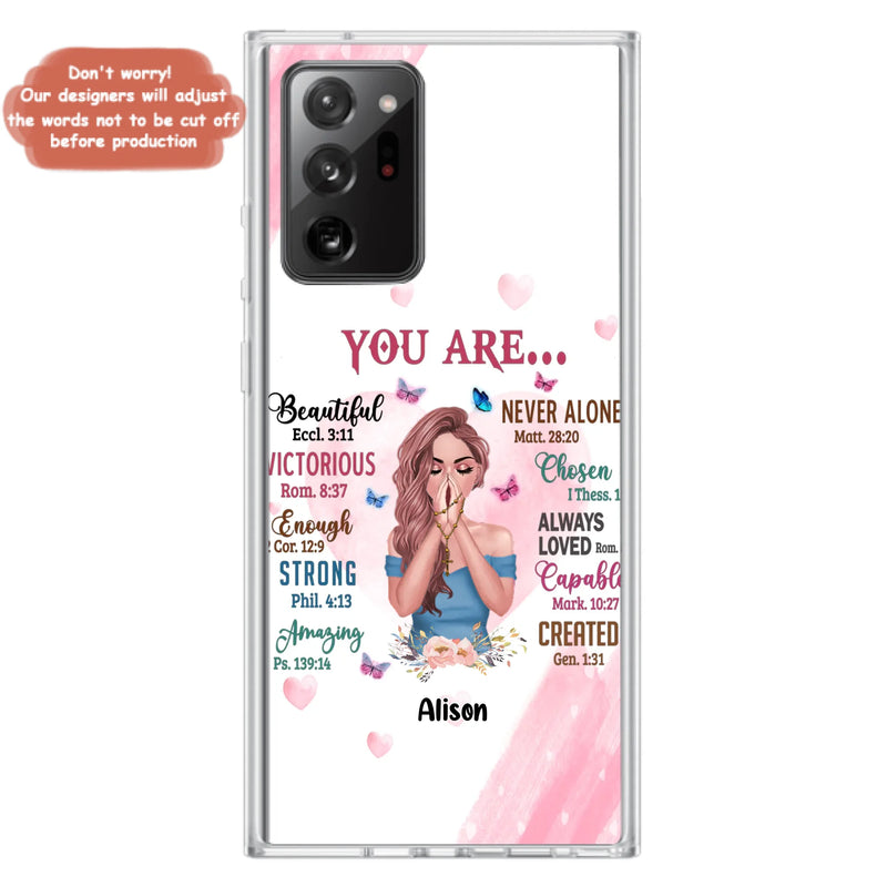 Custom Personalized Praying Girl Phone Case - Gift Idea for Girls/Friends - You Are Beautiful - Case for iPhone/Samsung