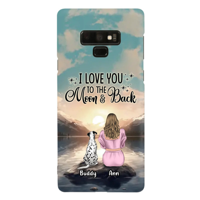 Custom Personalized Dog Mom Phone Case - Upto 6 Dogs - Gift Idea for Dog Lovers - I Love You To The Moon & Back - Case for iPhone/Samsung