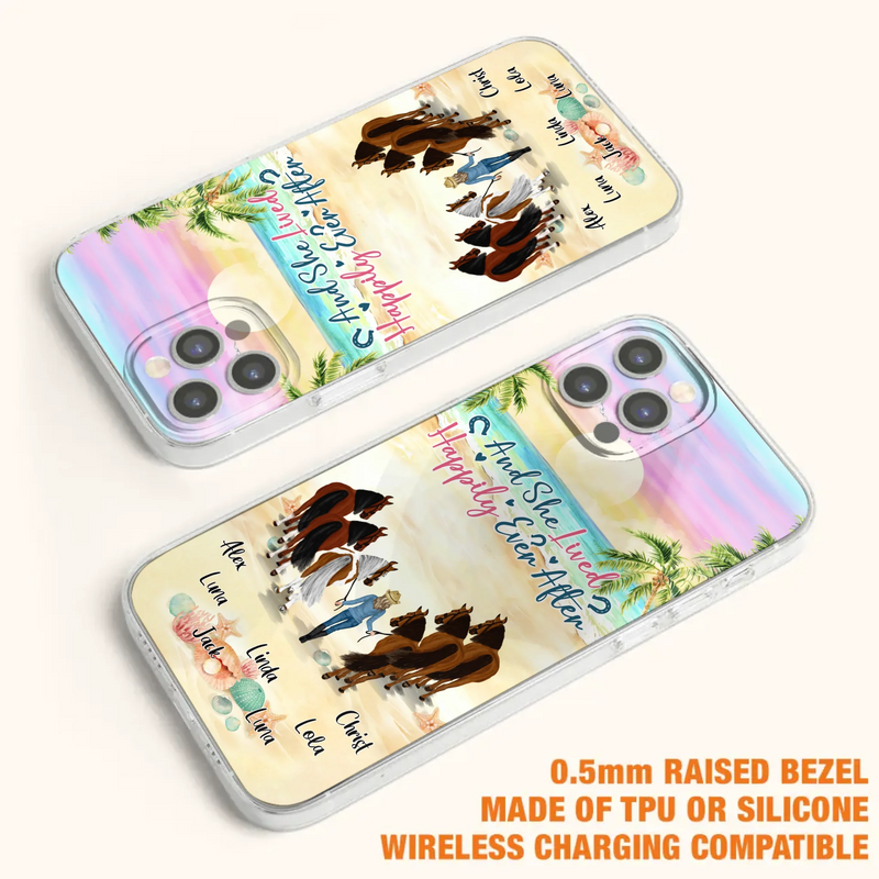 Custom Personalized Horse Girl Phone Case - Upto 6 Horses - Gift Idea for Horse Lovers - And She Lived Happily Ever After - Case for iPhone/Samsung