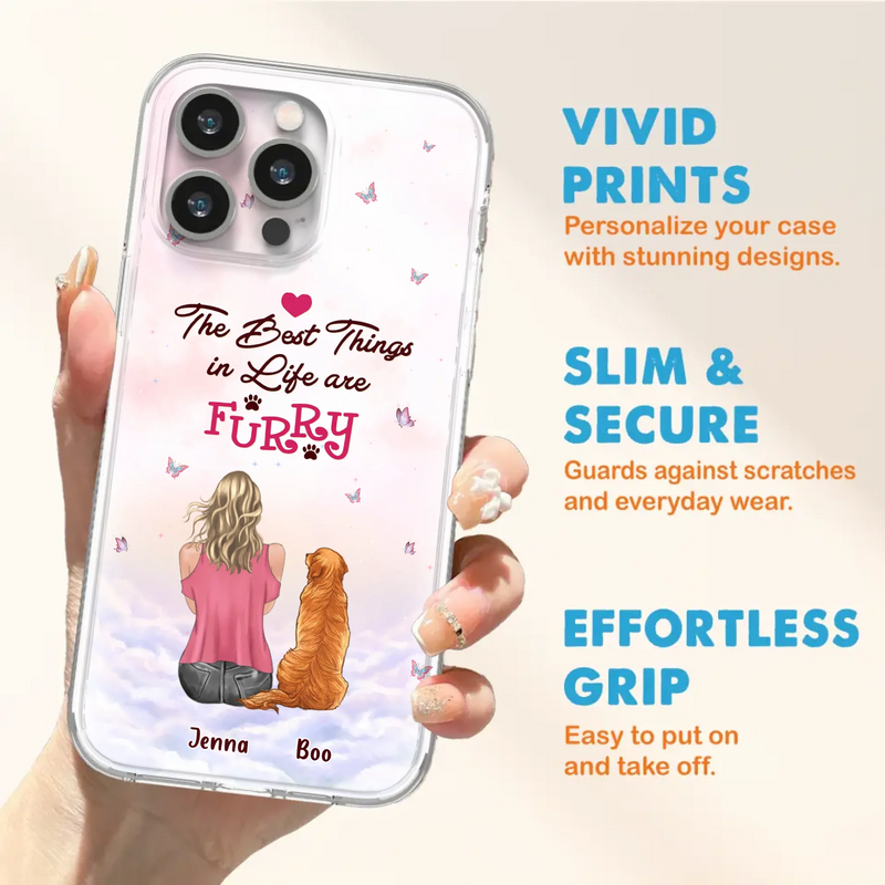 Custom Personalized Dog Mom Phone Case - Upto 5 Dogs - Gift Idea For Dog Lovers - The Best Things In Life Are Furry - Case for iPhone/Samsung