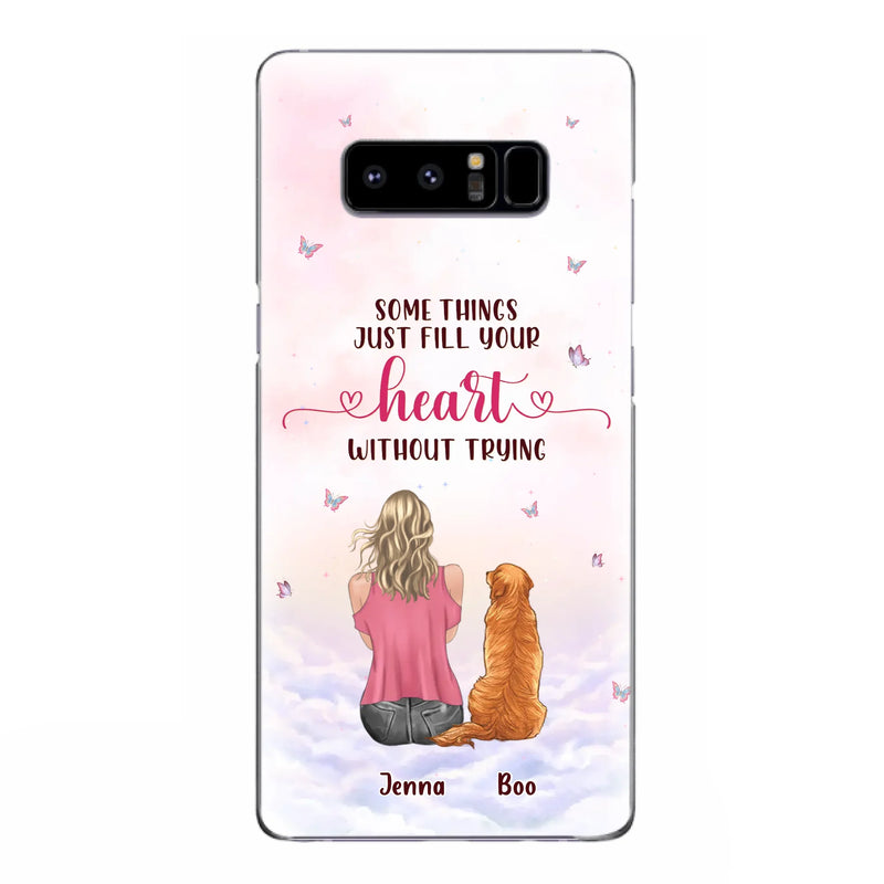 Custom Personalized Dog Mom Phone Case - Upto 5 Dogs - Gift Idea For Dog Lovers - Some Things Just Fill Your Heart Without Trying - Case for iPhone/Samsung