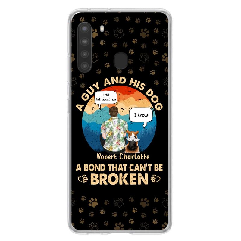 Custom Personalized Dog Dad Phone Case - Gift Idea For Father's Day/Dog Lovers - Upto 4 Dogs - A Guy And His Dog A Bond That Can't Be Broken - Cases For iPhone/Samsung
