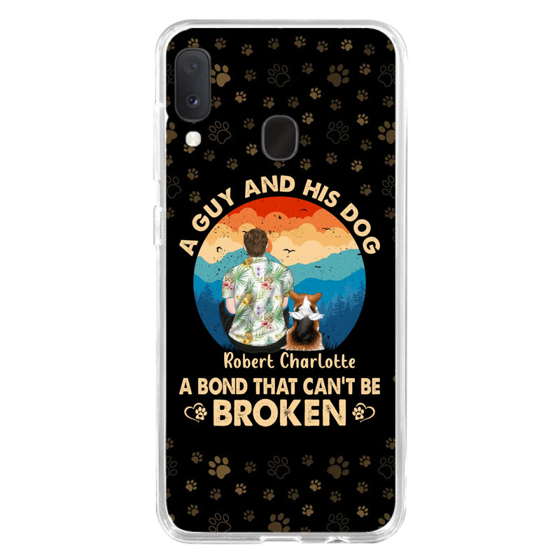 Custom Personalized Dog Dad Phone Case - Father's Day Gift Idea for Dad/Dog Lovers - Upto 4 Dogs - A Guy And His Dog A Bond That Can't Be Broken - Cases For iPhone/Samsung