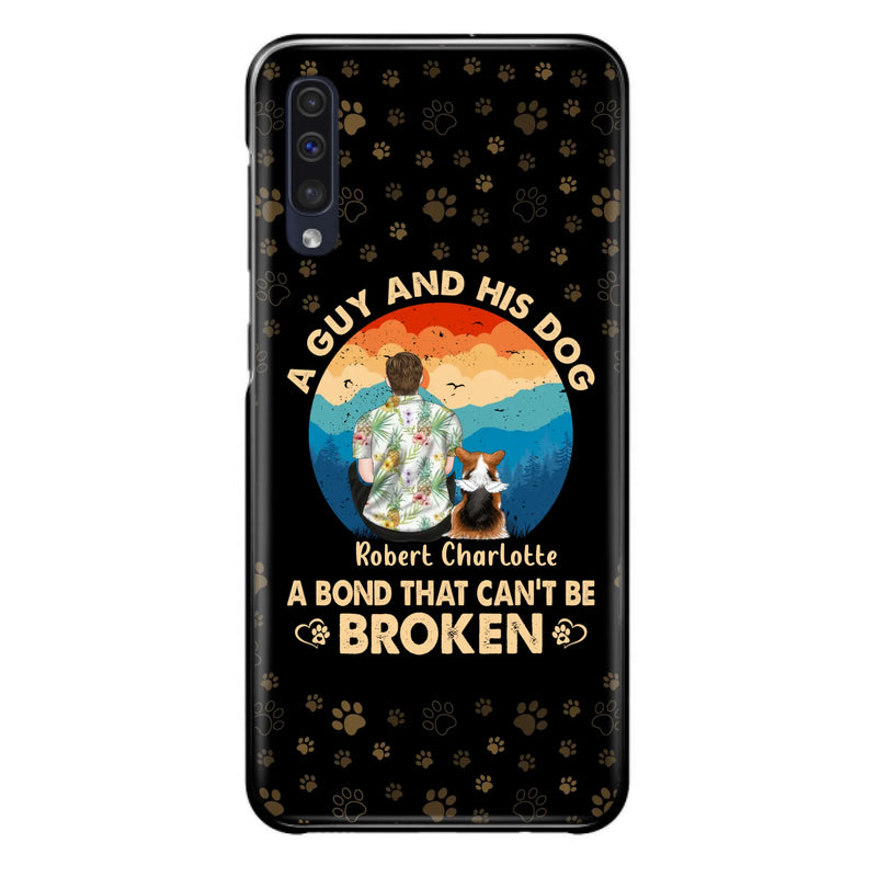 Custom Personalized Dog Dad Phone Case - Father's Day Gift Idea for Dad/Dog Lovers - Upto 4 Dogs - A Guy And His Dog A Bond That Can't Be Broken - Cases For iPhone/Samsung