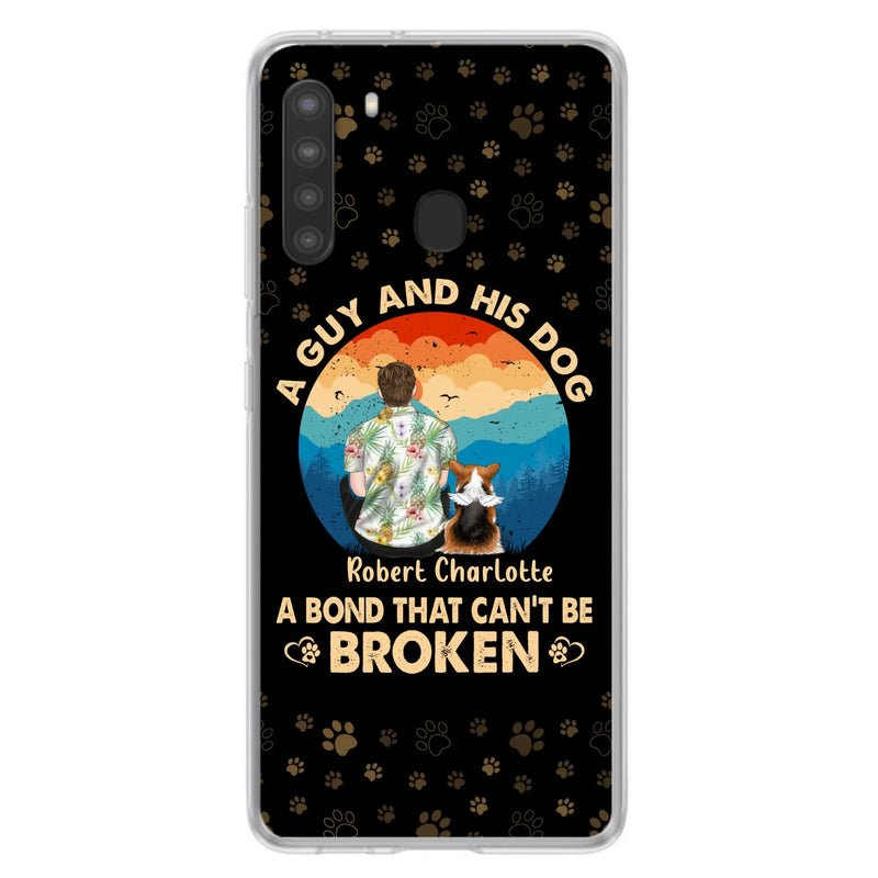 Custom Personalized Dog Dad Phone Case - Father's Day Gift Idea for Dad/Dog Lovers - Upto 4 Dogs - A Guy And His Dog A Bond That Can't Be Broken - Cases For iPhone/Samsung