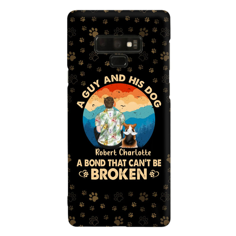 Custom Personalized Dog Dad Phone Case - Father's Day Gift Idea for Dad/Dog Lovers - Upto 4 Dogs - A Guy And His Dog A Bond That Can't Be Broken - Cases For iPhone/Samsung