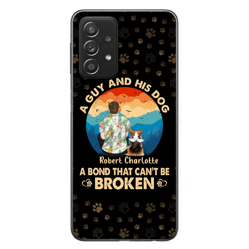 Custom Personalized Dog Dad Phone Case - Father's Day Gift Idea for Dad/Dog Lovers - Upto 4 Dogs - A Guy And His Dog A Bond That Can't Be Broken - Cases For iPhone/Samsung