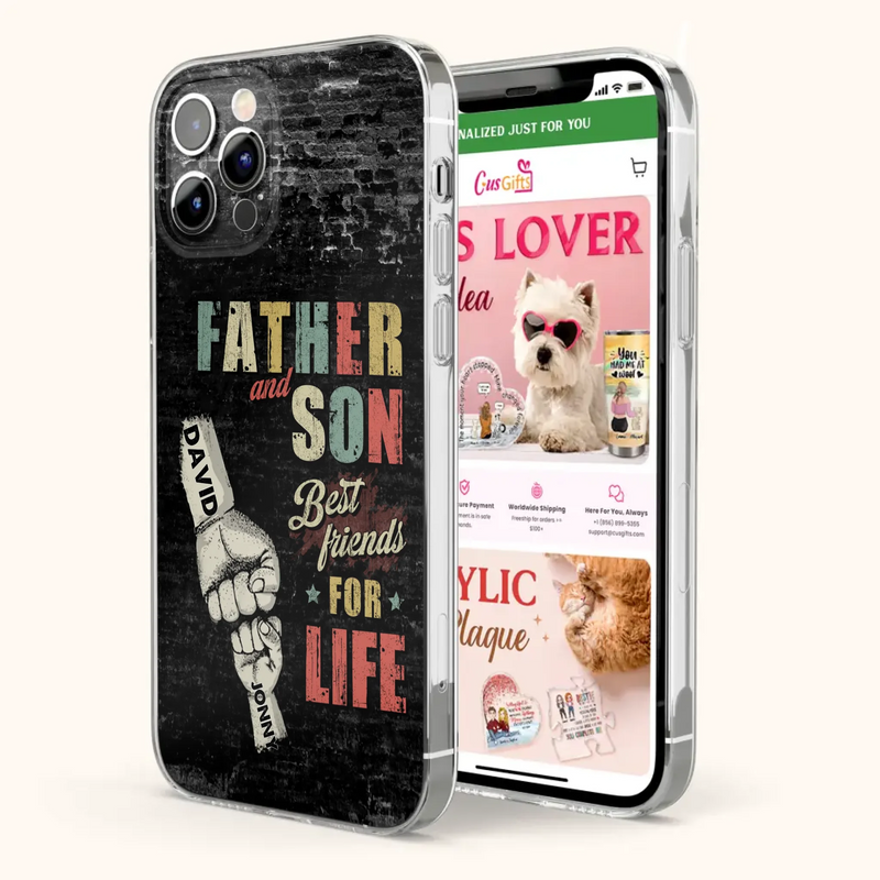 Custom Personalized Father Phone Case - Upto 5 Children - Father's Day Gift Idea from Sons/Daughters - Father And Son/Daughter Best Friends For Life - Case for iPhone/Samsung