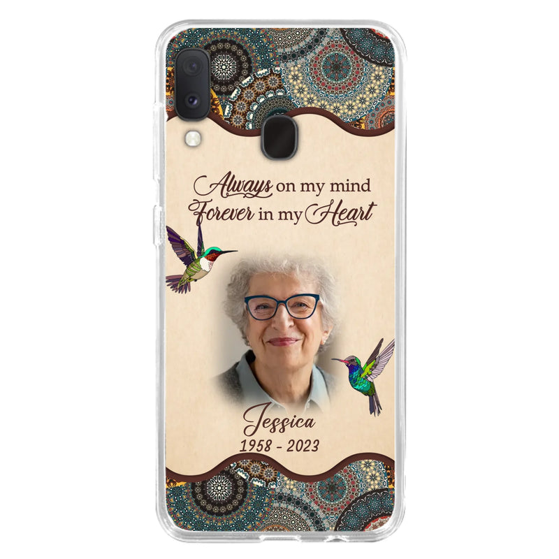 Custom Personalized Memorial Photo Phone Case - Memorial Gift Idea For Mother's Day/Father's Day - Always On My Mind, Forever In My Heart - Case For iPhone/Samsung