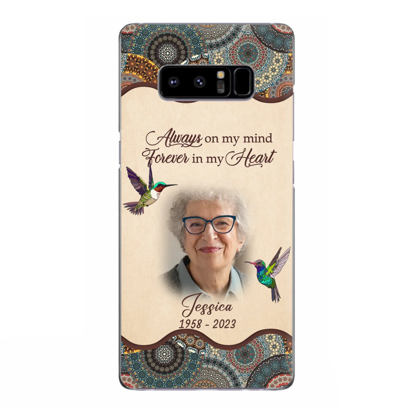 Custom Personalized Memorial Photo Phone Case - Memorial Gift Idea For Mother's Day/Father's Day - Always On My Mind, Forever In My Heart - Case For iPhone/Samsung