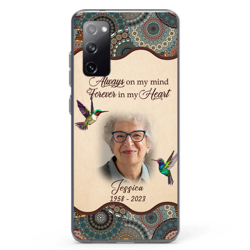 Custom Personalized Memorial Photo Phone Case - Memorial Gift Idea For Mother's Day/Father's Day - Always On My Mind, Forever In My Heart - Case For iPhone/Samsung