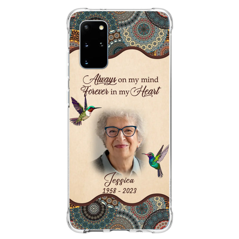 Custom Personalized Memorial Photo Phone Case - Memorial Gift Idea For Mother's Day/Father's Day - Always On My Mind, Forever In My Heart - Case For iPhone/Samsung