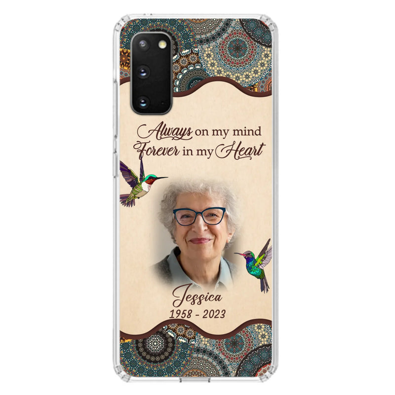 Custom Personalized Memorial Photo Phone Case - Memorial Gift Idea For Mother's Day/Father's Day - Always On My Mind, Forever In My Heart - Case For iPhone/Samsung