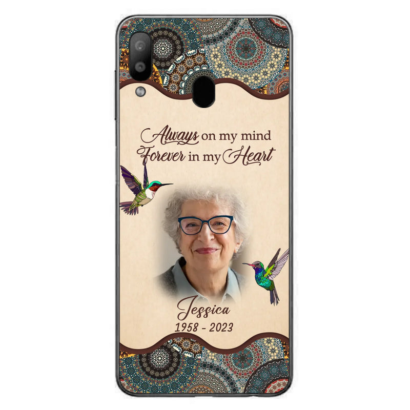 Custom Personalized Memorial Photo Phone Case - Memorial Gift Idea For Mother's Day/Father's Day - Always On My Mind, Forever In My Heart - Case For iPhone/Samsung