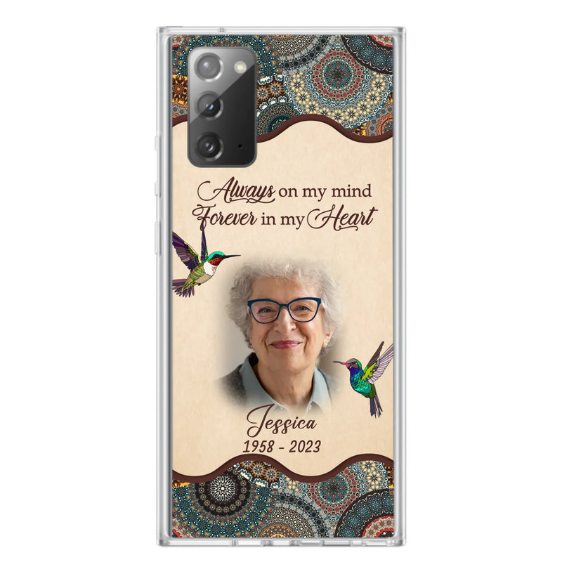 Custom Personalized Memorial Photo Phone Case - Memorial Gift Idea For Mother's Day/Father's Day - Always On My Mind, Forever In My Heart - Case For iPhone/Samsung