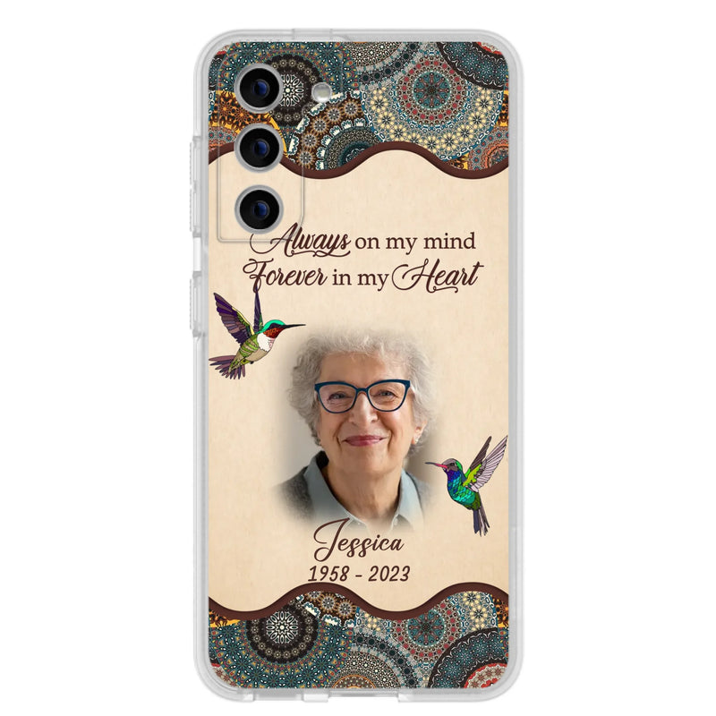 Custom Personalized Memorial Photo Phone Case - Memorial Gift Idea For Mother's Day/Father's Day - Always On My Mind, Forever In My Heart - Case For iPhone/Samsung