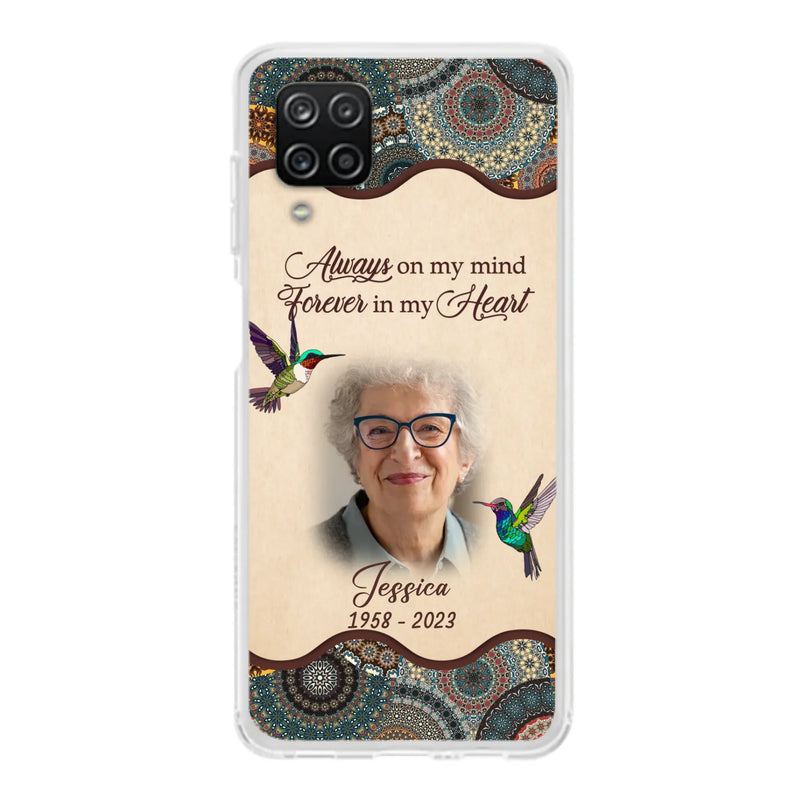 Custom Personalized Memorial Photo Phone Case - Memorial Gift Idea For Mother's Day/Father's Day - Always On My Mind, Forever In My Heart - Case For iPhone/Samsung