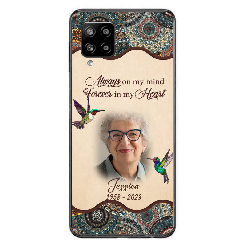 Custom Personalized Memorial Photo Phone Case - Memorial Gift Idea For Mother's Day/Father's Day - Always On My Mind, Forever In My Heart - Case For iPhone/Samsung