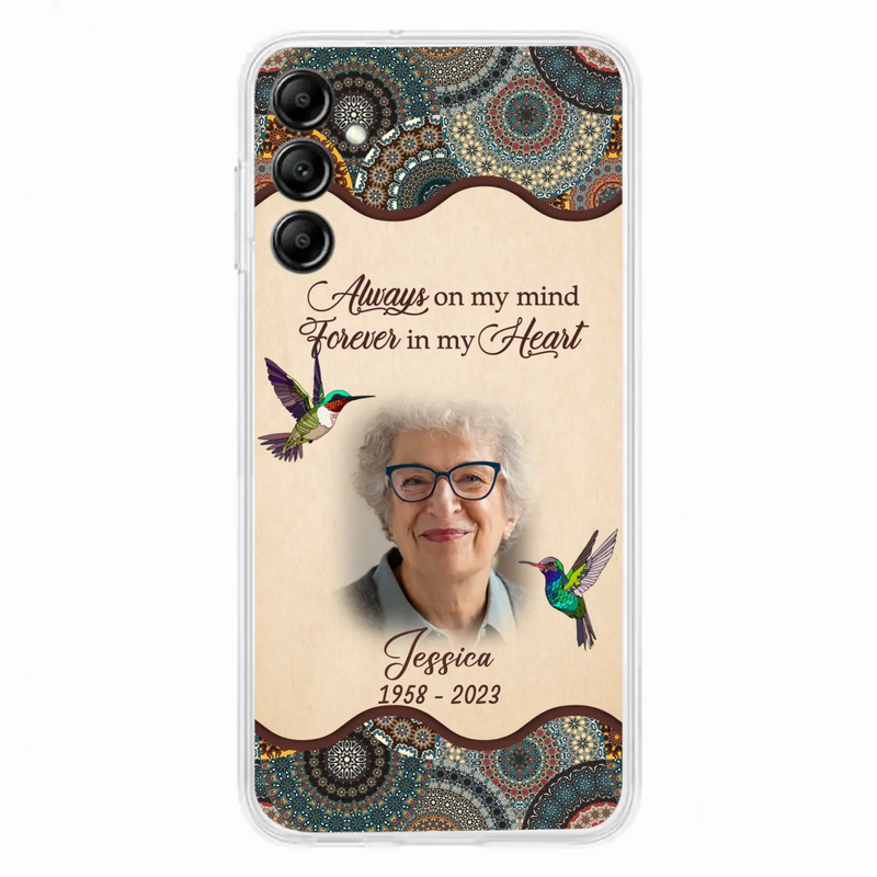 Custom Personalized Memorial Photo Phone Case - Memorial Gift Idea For Mother's Day/Father's Day - Always On My Mind, Forever In My Heart - Case For iPhone/Samsung