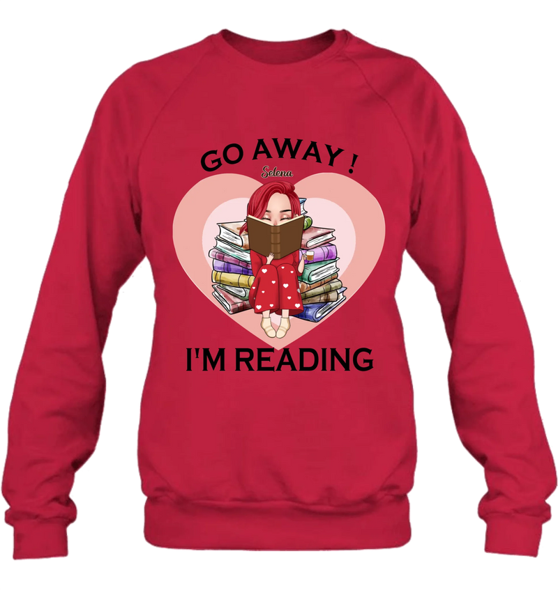 Custom Personalized Reading Girl Shirt/ Pullover Hoodie - Gift Idea For Books Lover - Go Away I'm Reading