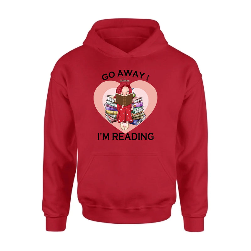 Custom Personalized Reading Girl Shirt/ Pullover Hoodie - Gift Idea For Books Lover - Go Away I'm Reading