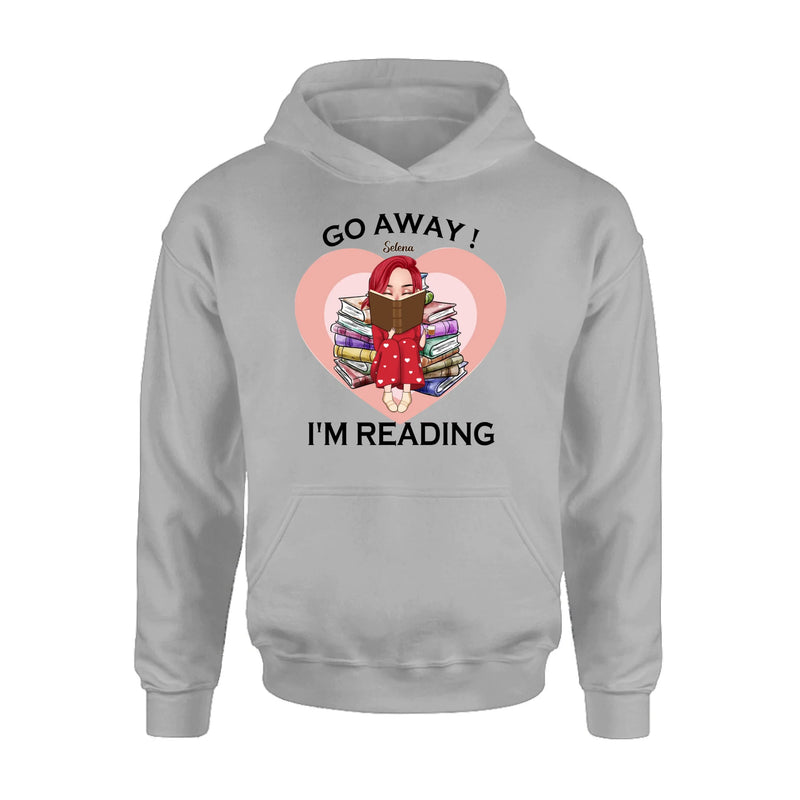 Custom Personalized Reading Girl Shirt/ Pullover Hoodie - Gift Idea For Books Lover - Go Away I'm Reading